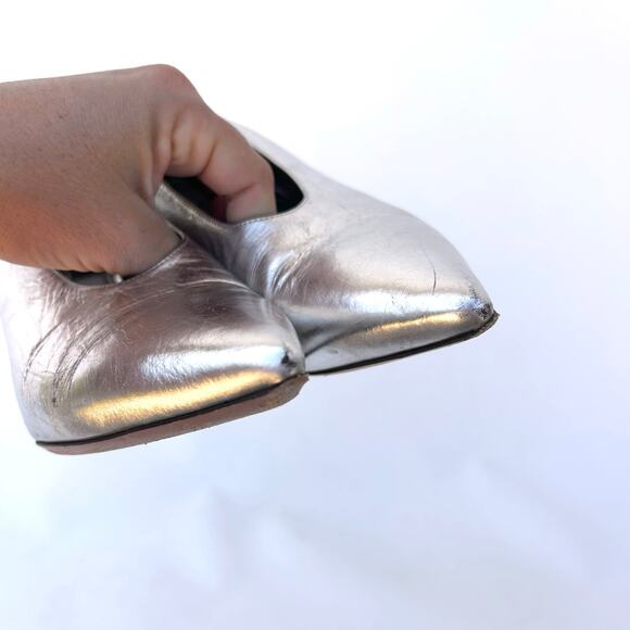 Dries Van Noten Silver Designer Pumps Metallic High Heels 38.5 Size 8.5 Leather - Picture 11 of 14